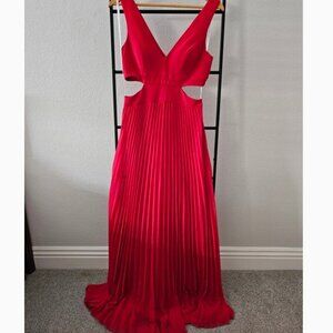❤️ Xscape Red Pleated Gown – Elegant Formal Dress ❤️